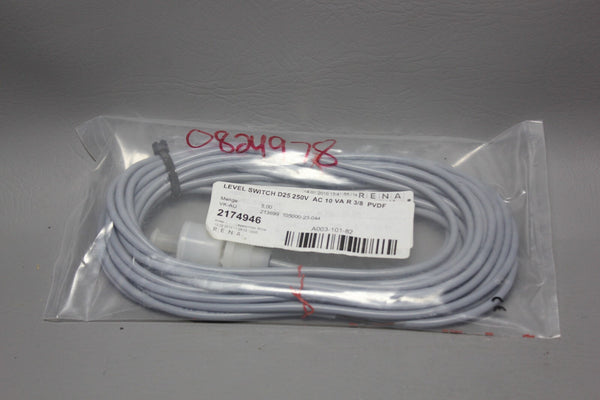 RENA LIQUID CABLE LEVEL SWITCH D25 250V AC10 VA R 3/8 PVDF