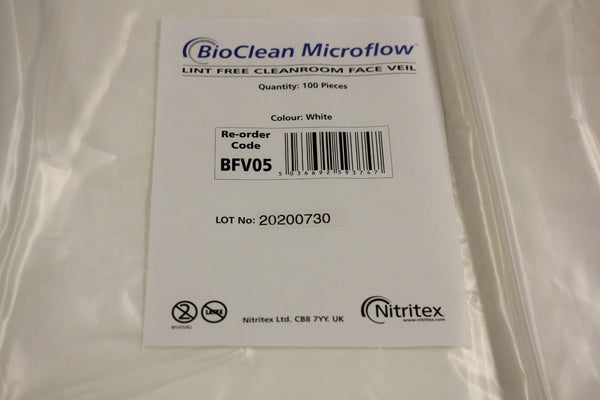100 Pcs Ansell BFV05 BioClean Microflow Cleanroom Face Veil
