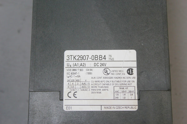 SIEMENS CONTACTOR EXPANSION MODULE  P/N: 3TK2907-0BB4
