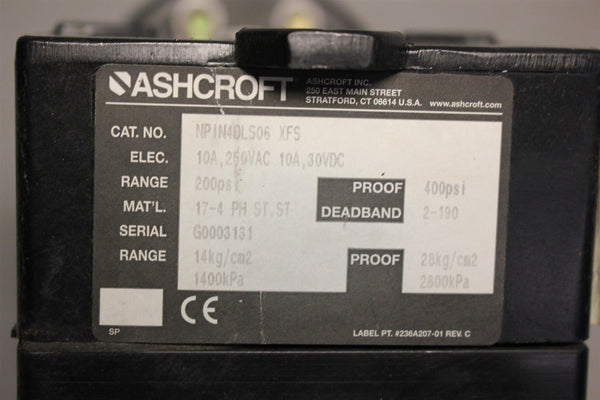 ASHCROFT ELECTRONIC PRESSURE SWITCH NPIN4DLS06