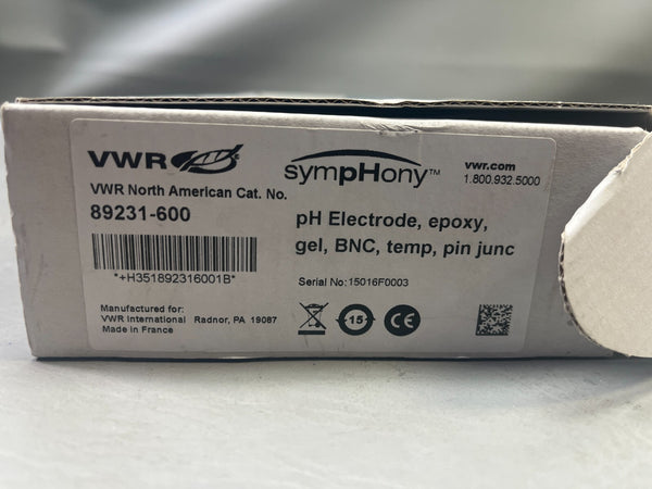 New VWR SympHony pH Electrode 89231-600