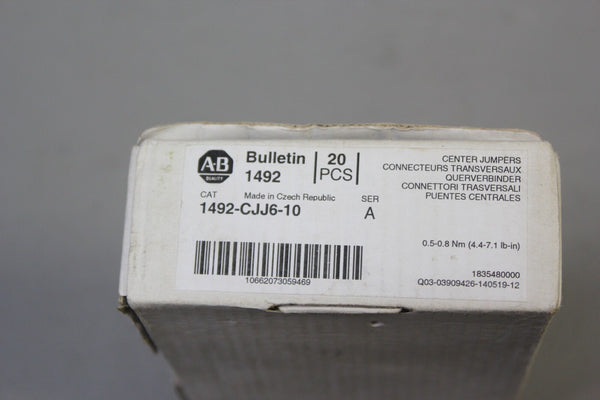 BOX OF 20 NEW ALLEN BRADLEY CENTER JUMPERS 1492-CJJ6-10 A