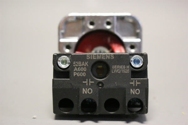 SIEMENS NON-ILLUMINATED 2-POSITION HEAVY-DUTY SELECTOR SWITCH 52SA2ACB 52BAK
