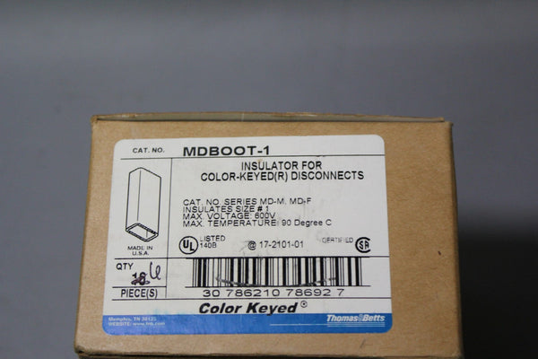 6 NEW THOMAS & BETTS INSULATOR FOR COLOR-KEYED (R) DISCONNECTS MDBOOT-1