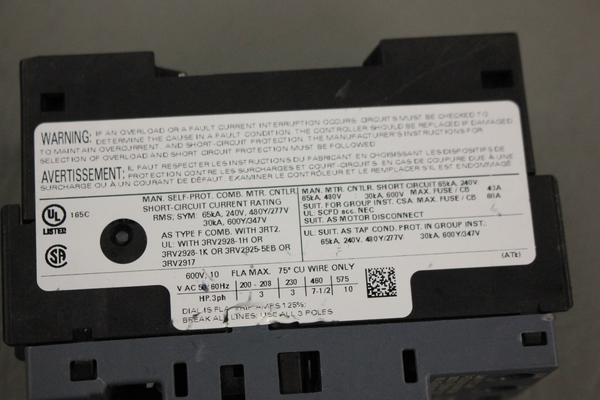 SIEMENS SIRIUS 3RV2011-1JA10 MOTOR STARTER CIRCUIT BREAKER