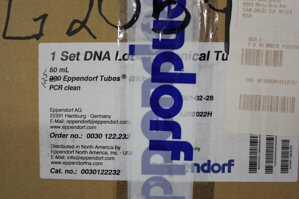 NEW CASE OF 125 EPPENDORF 50mL PCR CLEAN CONICAL TUBES 25/BAG 0030122232