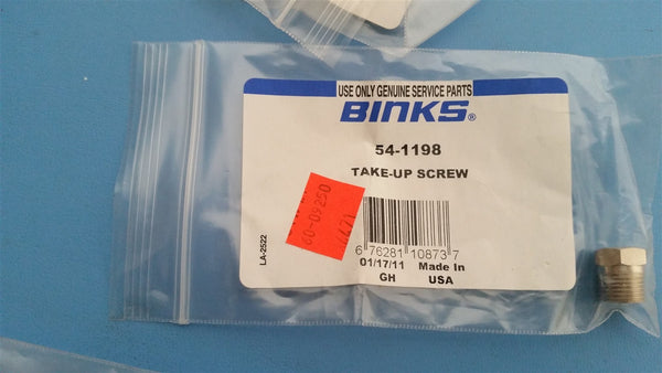 12  BINKS TAKE-UP SCREWS FOR 30A AUTOMATIC HEAVY MATERIALS SPRAY GUN 54-1198