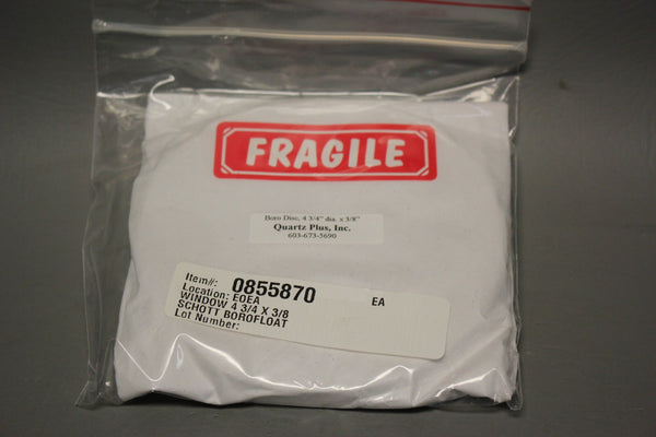 Boro Disc / Borofloat  window  4 3/4" dia. x 3/8" (diameter x thickness)