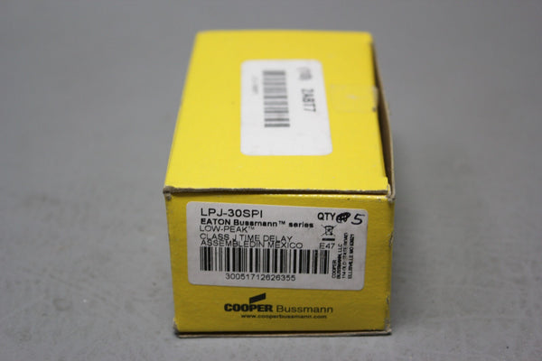 5 NEW EATON BUSSMANN LOW PEAK CLASS J TIME DELAY FUSES LPJ-30SPI