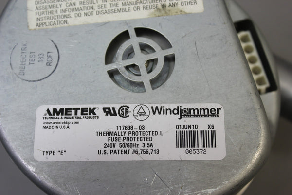 AMETEK WINDJAMMER BRUSHLESS BLOWER TYPE "E" 117638-03