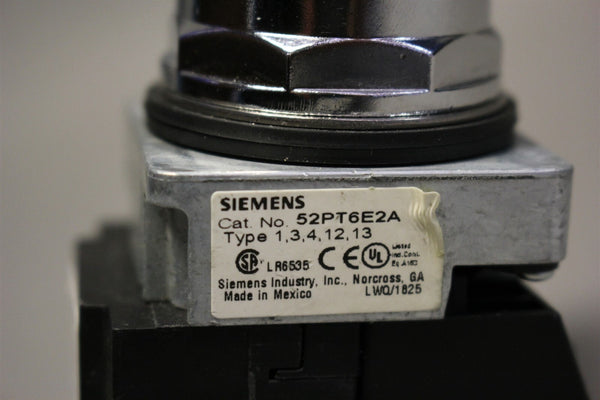SIEMENS ILLUMINATED RED PUSH-BUTTON PILOT LIGHT 52PT6E2A W/52BJK, 52AAFE