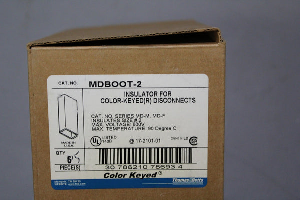 5 NEW THOMAS & BETTS INSULATOR FOR COLOR-KEYED (R) DISCONNECTS MDBOOT-2