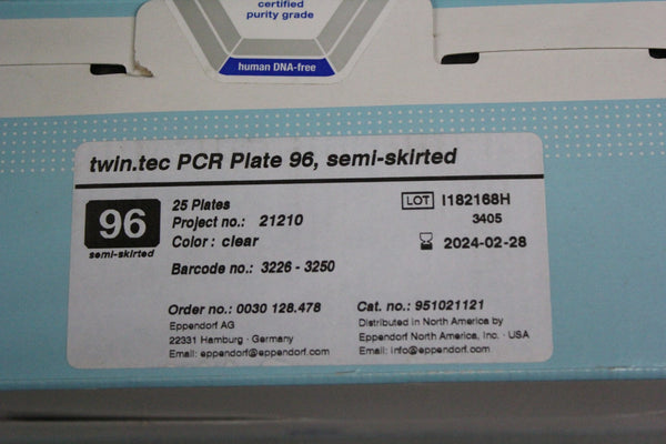 NEW BOX EPPENDORF TWIN TEC PCR PLATES 96 SEMI SKIRTED 951021121