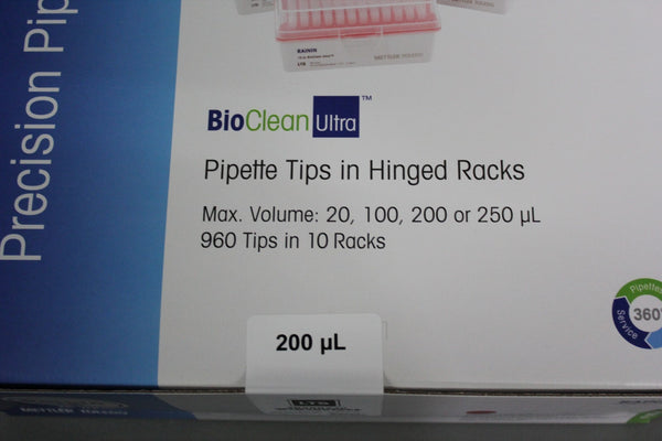 NEW CASE OF 960 RAININ BIOCLEAN ULTRA PIPETTE TIPS 200uL 30389240