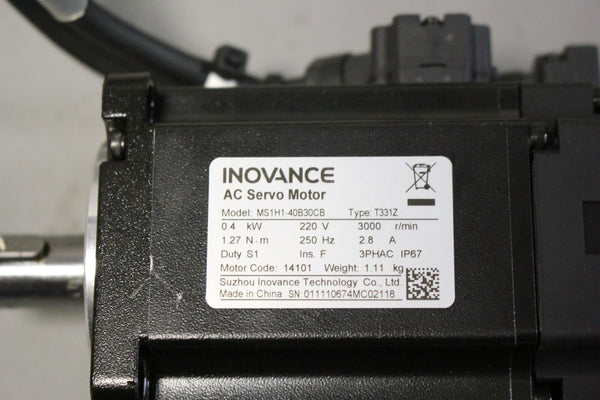 USED INOVANCE AC SERVO MOTOR MS1H1-40B30CB T331Z