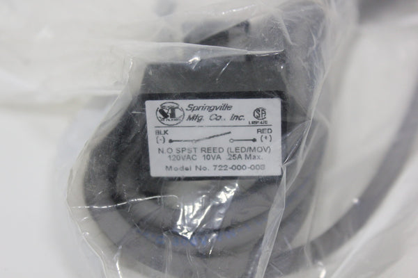  SPRINGVILLE REED SWITCH N.O. SPST 120VAC 10VA 722-000-008   (S12-2-16B)