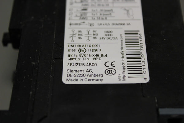 UNUSED SIEMENS SIRUIS THERMAL OVERLOAD RELAY 3RU2126-4BC0 