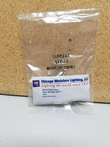 10 Chicago Miniature Lighting Incandescent Lamp Bulbs Bulb #53 CML53 14.4v