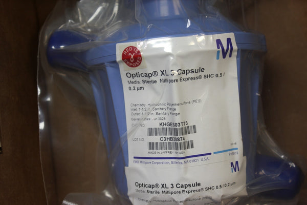 NEW BOX OF 3 NEW MILLIPORE OPTICAP XL 3 CAPSULES KHGES03TT3 STERILE