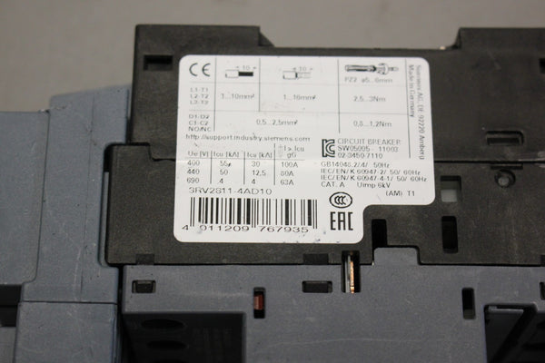 UNUSED SIEMENS SIRIUS CIRCUIT BREAKER 3RV2811-4AD10