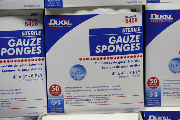 NEW 476 pcs Dukal 8 Ply Sterile Gauze Sponges  4" X 4" Model 6408