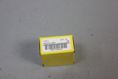 1 BOX OF 10 NEW BUSSMANN BUSS FNM-5 FUSES