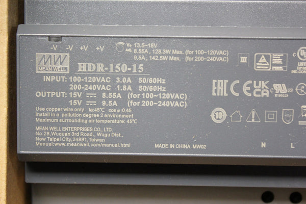 NEW MEANWELL AUTOMATION POWER SUPPLY  HDR-150-15