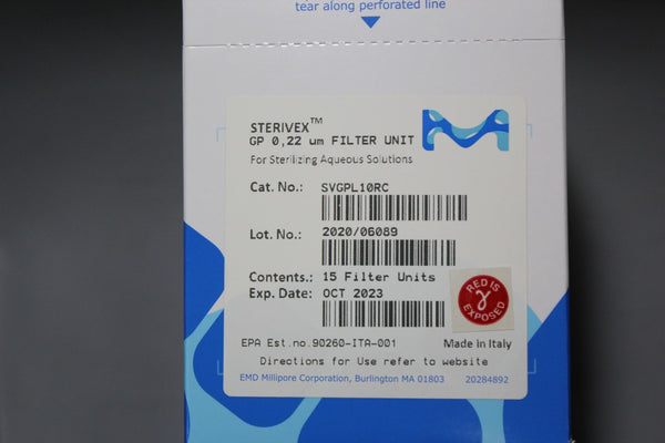 BOX OF 15 NEW PALL STERIVEX STERILE FILTER UNIT 0.22um SVGPL10RC EXP 2023
