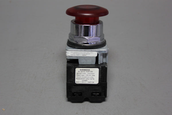 SIEMENS 52PP2GRAB RED MUSHROOM HEAD OIL-TIGHT PUSH BOTTON SWITCH W/52BJK, 52AATG