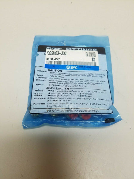  Lot 10 SMC KQ2H03-U02 Fittings 1/4 NPT 5/32