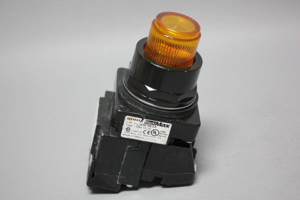 SIEMENS BLACK MAX PILOT LIGHT LAMP LED AMBER 52BT6EXA W/52BJK