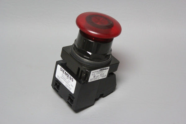 SIEMENS BLACK MAX RED MUSHROOM HEAD PUSH PULL BUTTON 52BP2MRA W/ 52BJK