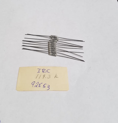 (10)  VINTAGE IRC 119.3K 92E53 RESISTORS 
