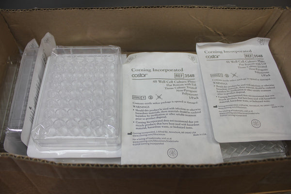 CORNING COSTAR 3548 48 WELL CELL CULTURE PLATE FLAT BOTTOM W/ LID 18 PCS