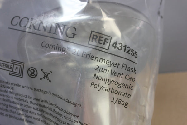 CORNING 2L ERLENMEYER FLASK W/ VENT CAP 431255 6 PCS