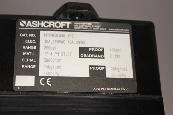ASHCROFT ELECTRONIC PRESSURE SWITCH NPIN4DLS06 #2