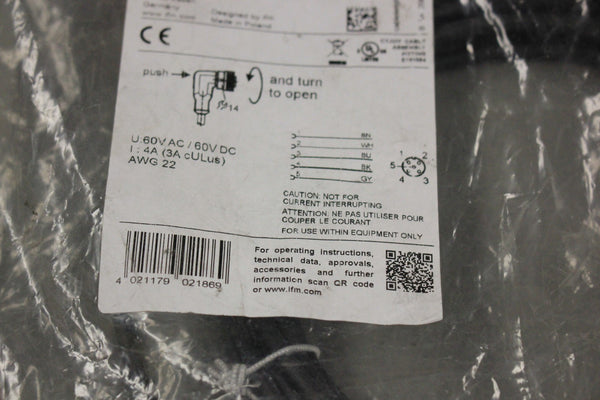 IFM Efector EVC074 Socket For Sensors W/ M12 Connector
