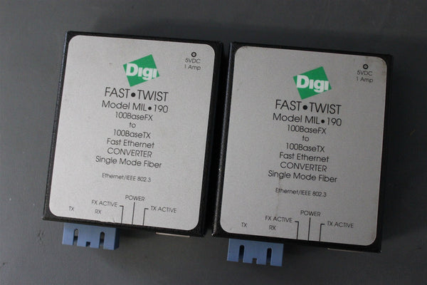 2 DIGI FAST TWIST FAST ETHERNET CONVERTER MIL 190(S12-1-119D)