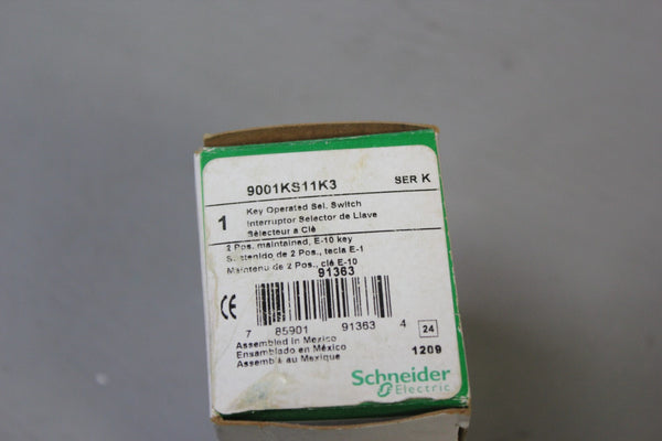 NEW SCHNEIDER KEYED SELECTOR SWITCH  P/N: 9001KS11K3 K