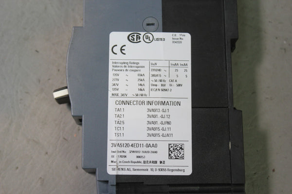 SIEMENS CIRCUIT BREAKER 3VA5120-4ED1-0AA0