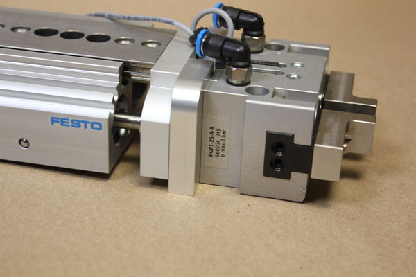 FESTO LINEAR SLIDE TABLE WITH GRIPPER P/N: DGSL-12-50-Y3A  & HGPT-25-A