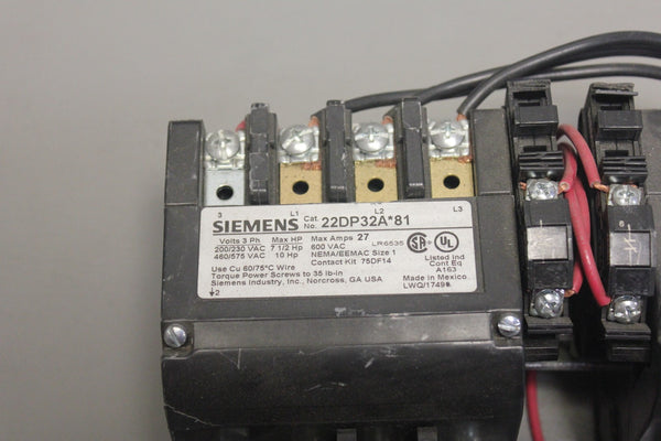 SIEMENS REVERSING MOTOR STARTER  22DP32A*81
