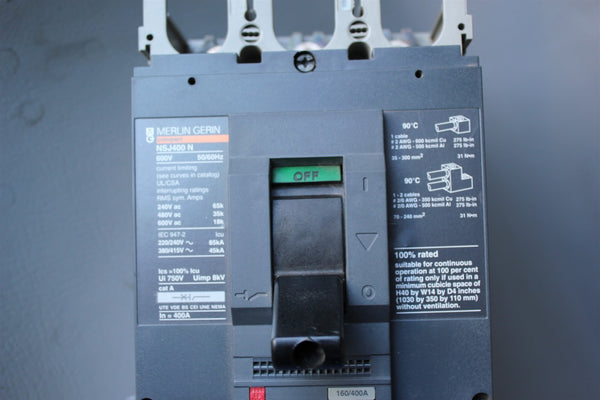 SCHNEIDER/MERLIN GERIN 400A CIRCUIT BREAKER WITH TRIP UNIT NSJ400 N