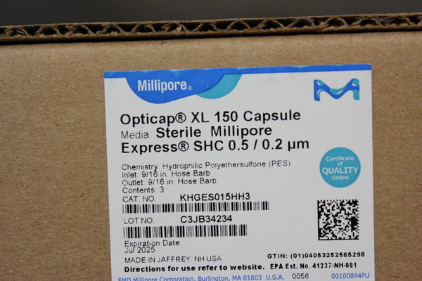 NEW BOX OF 3 MILLIPORE OPTICAP XL 150 CAPSULE (STERILE) KHGES015HH3