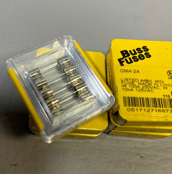 6 (30) Pack Bussmann Buss Fuses GMA 2A Amp 250 Volt, Time Delay Glass Body Fuse