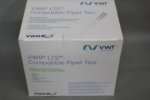 NEW CASE OF 8 RACKS OF VWR LTS COMPATIBLE PIPET PIPETTE TIPS 1000uL 76322-164