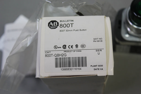 NEW ALLEN BRADLEY ILLUMINATED PUSHBUTTON  800T-QBH2G SER. U