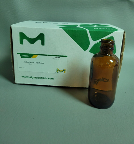 NEW SUPELCO AMBER SCREW CAP BOTTLES 2oz LOT 12