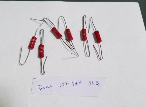 (6) VINTAGE DAVEN 1/4W .25% 162K OHM RESISTORS