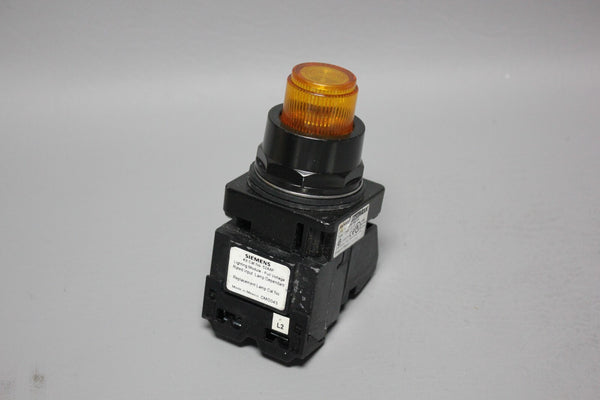 SIEMENS BLACK MAX PILOT LIGHT LAMP LED AMBER 52BT6EXA W/52BJK